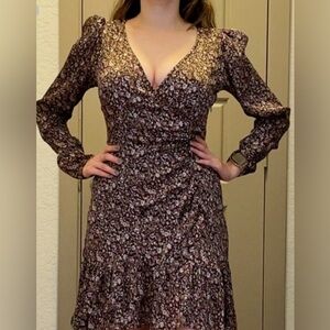 Zara Red Fit and Flare Puff Sleeve Dress for Cocktail